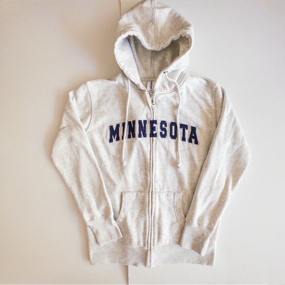 Ocean Beach Minnesota Zip-Up Hoodie Gray - Picture 1 of 4